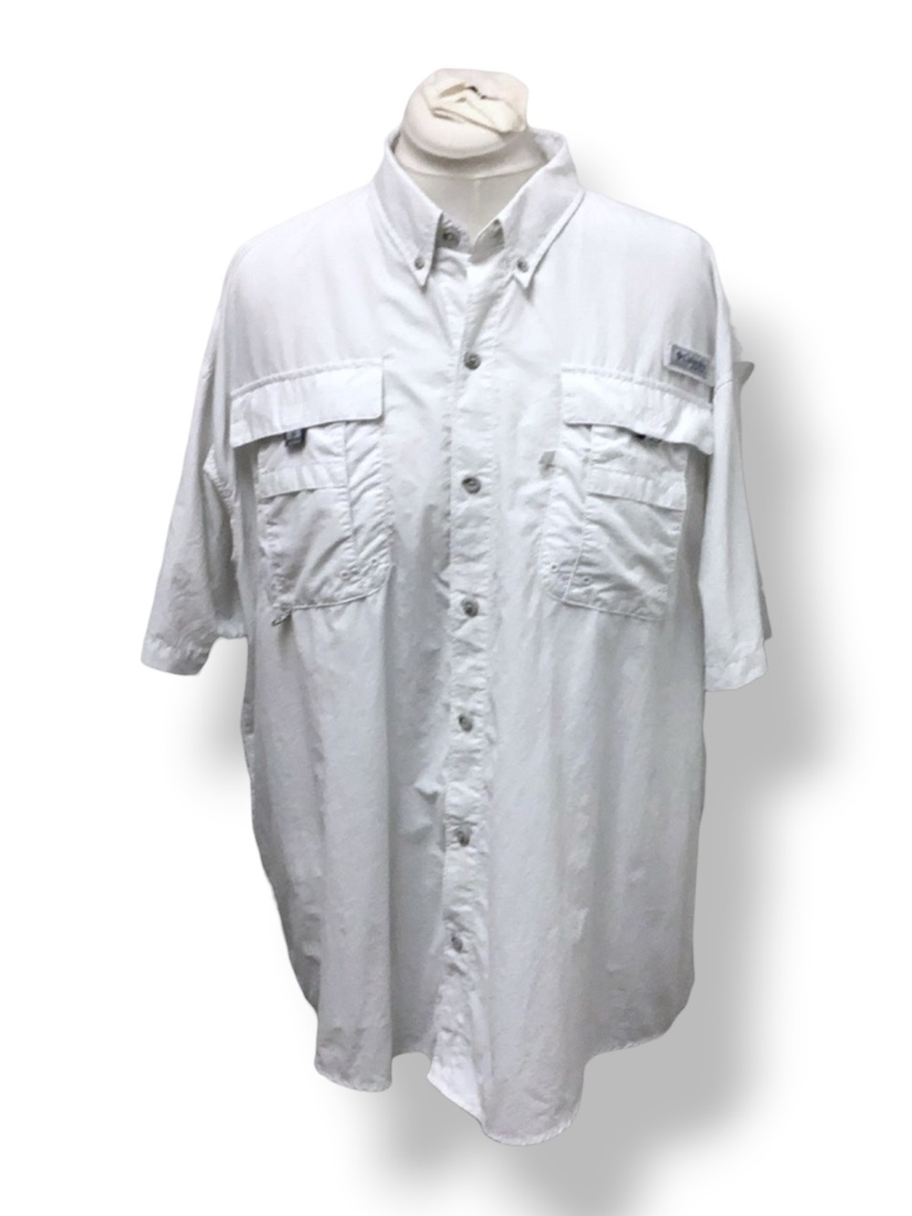 Columbia Mens PFG Bahama Short Sleeve Button Down Shirt, White, size XL